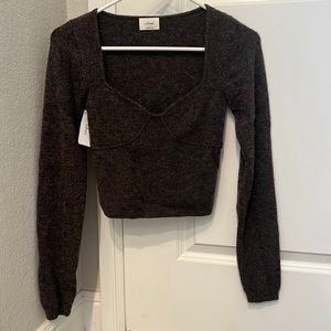 Aritzia Wilfred Mocha Brown Greer Top